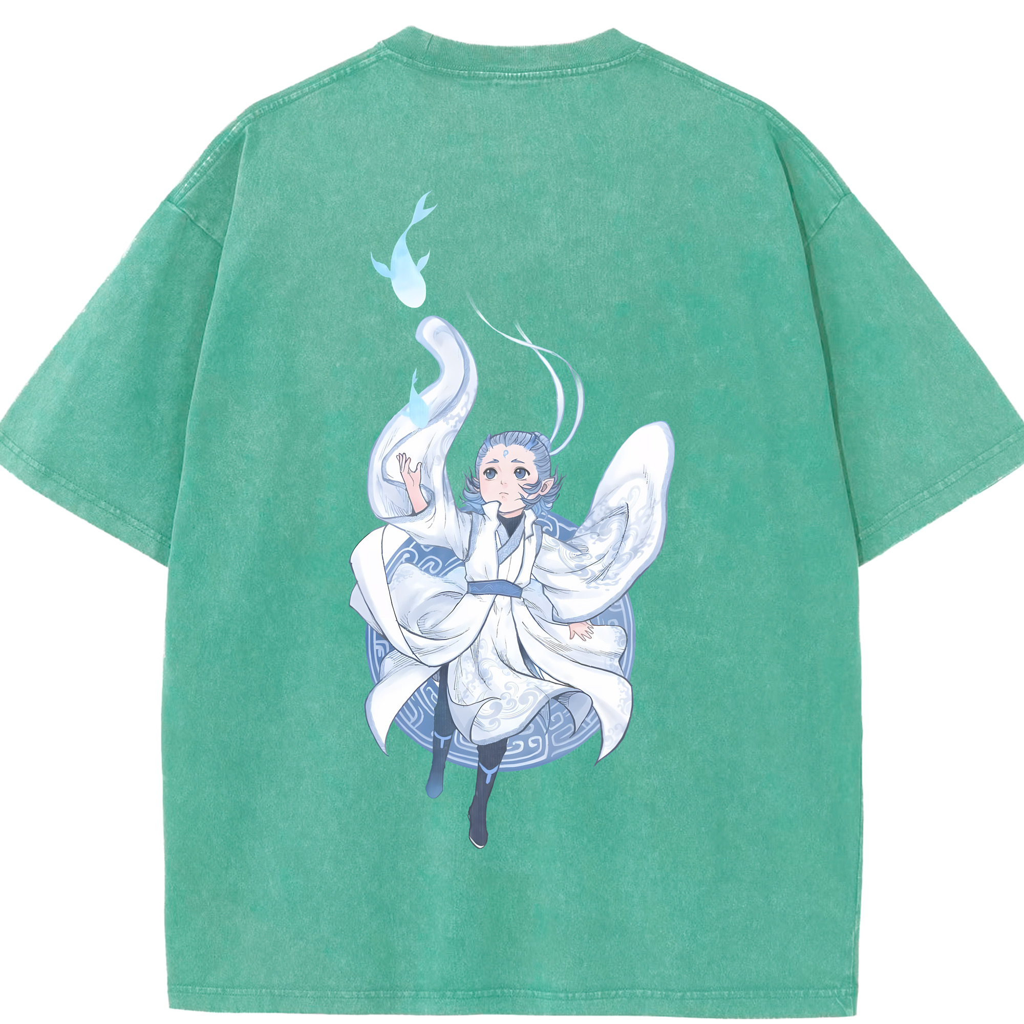 （画像用） Ne Zha 2 ナタ 魔童の大暴れ 綿100% ヴィンテージ風 半袖Tシャツ（背面プリント）